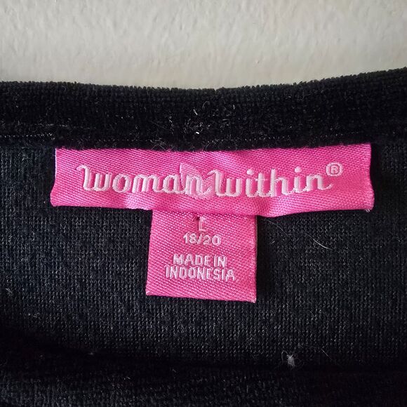 Women Within Black Velvet Velour Stretch Tunic Long Comfort Mature Witchy Goth L - Picture 2 of 2